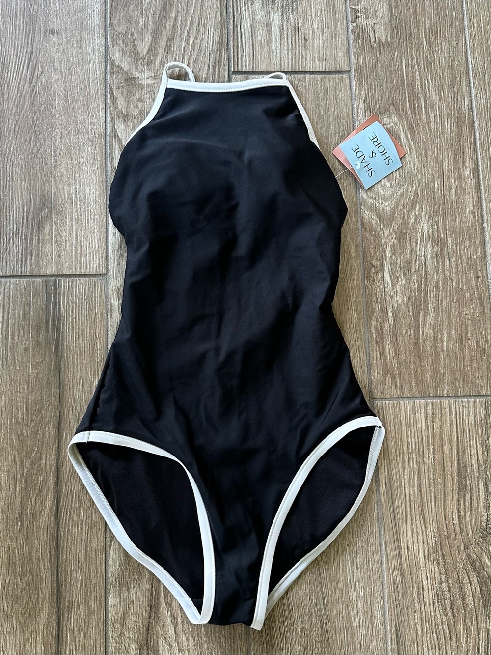 Target Shade&Shore Black One-Piece Swimsuit with White Straps size XS